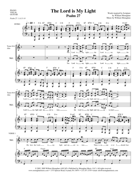 Free Sheet Music The Lord Is My Light Psalm 27