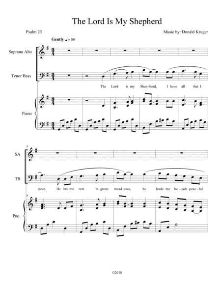 Free Sheet Music The Lord Is My Shepherd English And Hebrew