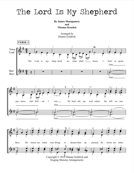 The Lord Is My Shepherd Womens Barbershop Choral Pricing Sheet Music