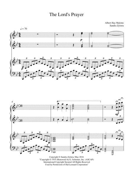 The Lords Prayer 2 Piano Duet Sheet Music