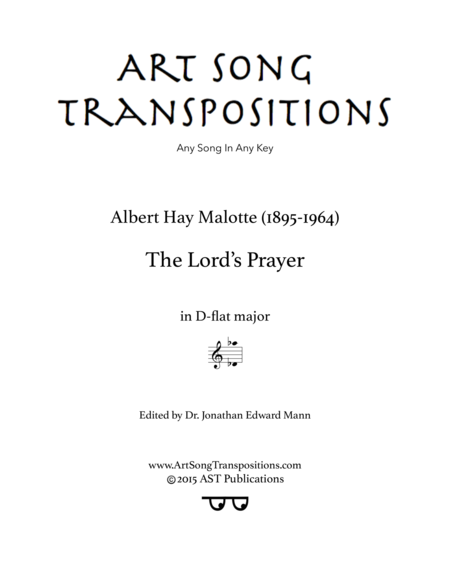 Free Sheet Music The Lords Prayer D Flat Major