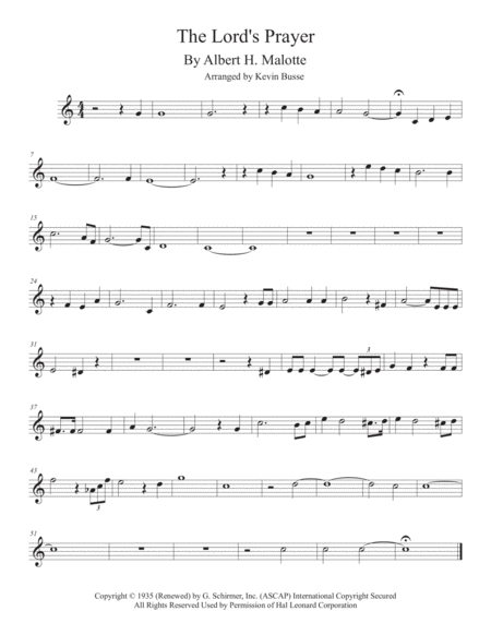 The Lords Prayer Easy Key Of C Soprano Sax Sheet Music