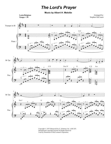 The Lords Prayer For Bb Trumpet Solo And Piano Sheet Music