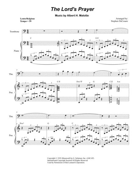 The Lords Prayer For Trombone Solo And Piano Sheet Music