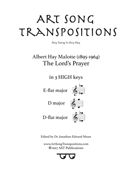 The Lords Prayer In 3 High Keys E Flat D D Flat Major Sheet Music