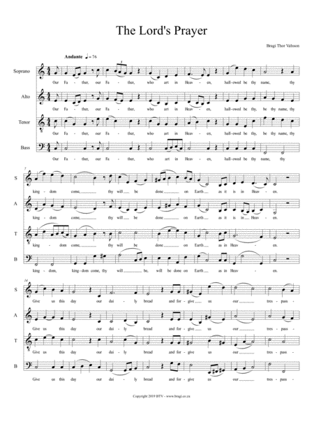 Free Sheet Music The Lords Prayer Original Composition For Satb Choir