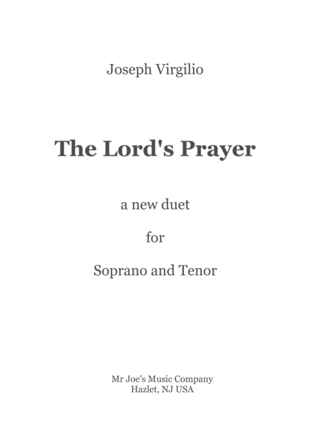 The Lords Prayer Soprano Tenor Duet Sheet Music