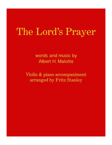 The Lords Prayer Violin Piano Accompaniment Sheet Music