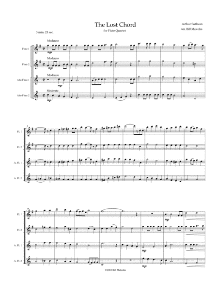 The Lost Chord For Flute Quartet Sheet Music