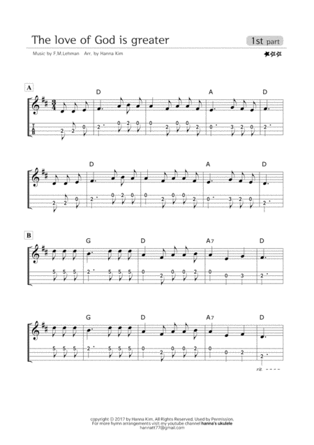 The Love Of God Is Greater Hymn Ukulele Ensemble Sheet Music