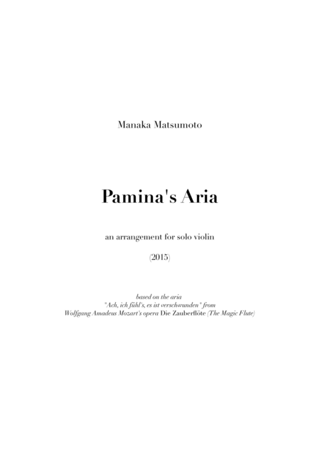 Free Sheet Music The Magic Flute Paminas Aria Arr For Solo Violin