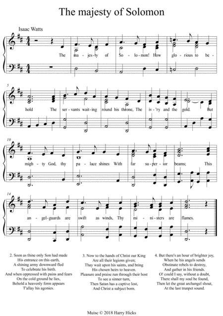 The Majesty Of Solomon A New Tune To A Wonderful Isaac Watts Hymn Sheet Music