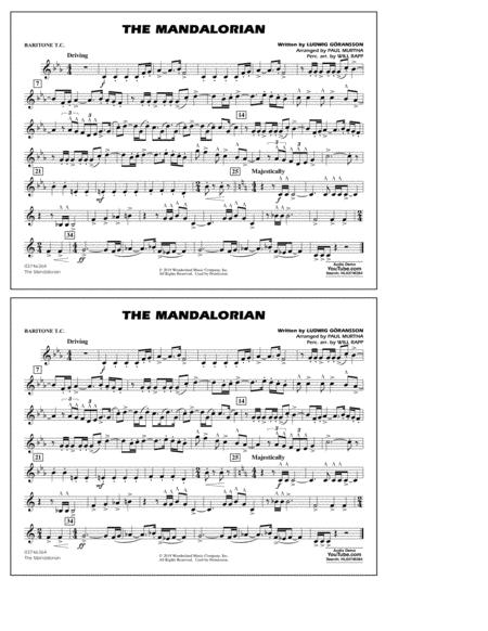 Free Sheet Music The Mandalorian From Star Wars The Mandalorian Arr Paul Murtha Baritonet C