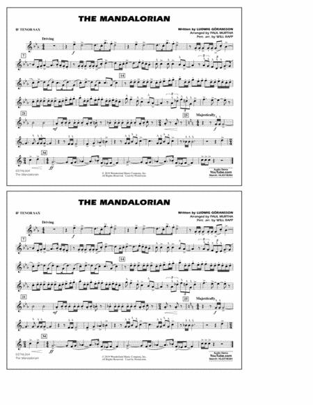 The Mandalorian From Star Wars The Mandalorian Arr Paul Murtha Bb Tenor Sax Sheet Music