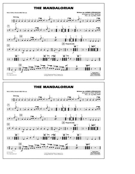 The Mandalorian From Star Wars The Mandalorian Arr Paul Murtha Multiple Bass Drums Sheet Music