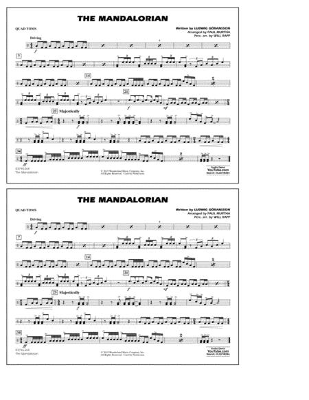 The Mandalorian From Star Wars The Mandalorian Arr Paul Murtha Quad Toms Sheet Music