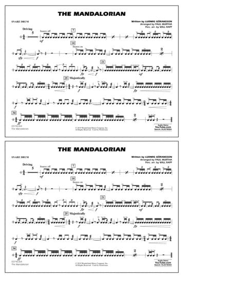 The Mandalorian From Star Wars The Mandalorian Arr Paul Murtha Snare Drum Sheet Music