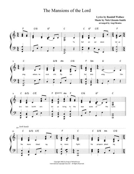 Free Sheet Music The Mansions Of The Lord Harp Solo Or Piano Key Of C