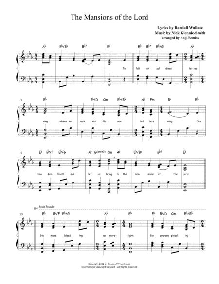 Free Sheet Music The Mansions Of The Lord Harp Solo Or Piano Key Of Eb