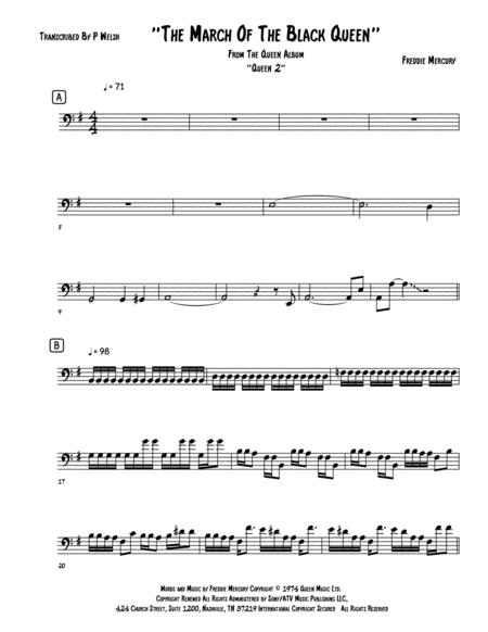 The March Of The Black Queen Bass Guitar Tab Sheet Music