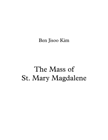 The Mass Of St Mary Magdalene Sheet Music