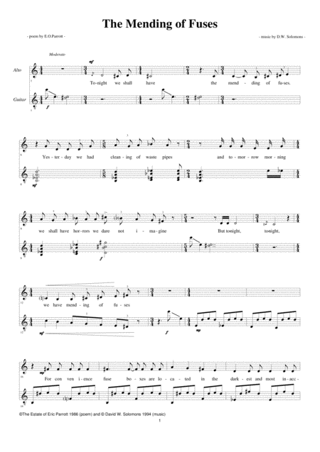 The Mending Of Fuses For Alto And Guitar Sheet Music