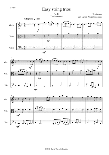 The Mermaid For String Trio Sheet Music