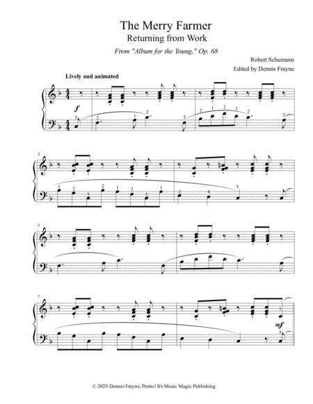 Free Sheet Music The Merry Farmer Returning From Work The Happy Farmer Op 68 No 10