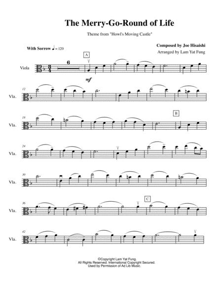 Free Sheet Music The Merry Go Round Of Life From Howls Moving Castle Viola