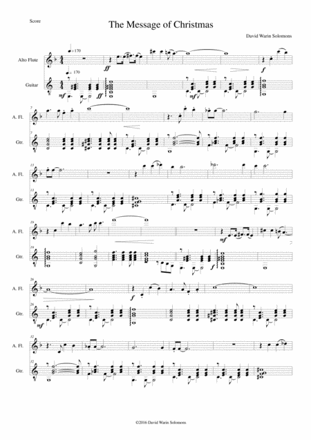 The Message Of Christmas For Alto Flute And Guitar Sheet Music