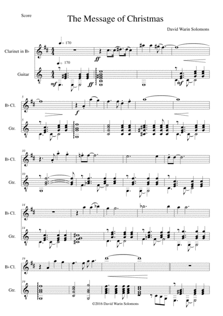 The Message Of Christmas For Clarinet And Guitar Sheet Music