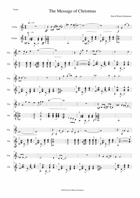 Free Sheet Music The Message Of Christmas For Violin And Guitar