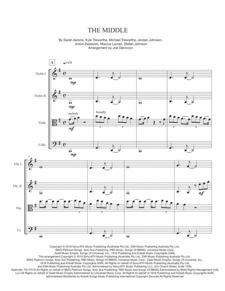 The Middle For String Quartet Sheet Music