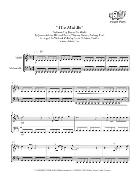 The Middle Violin Cello Duet Jimmy Eat World Arr Cellobat Sheet Music