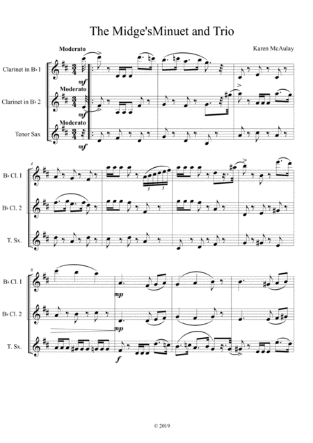 Free Sheet Music The Midges Minuet And Trio For 2 Clarinets And Tenor Saxophone Score