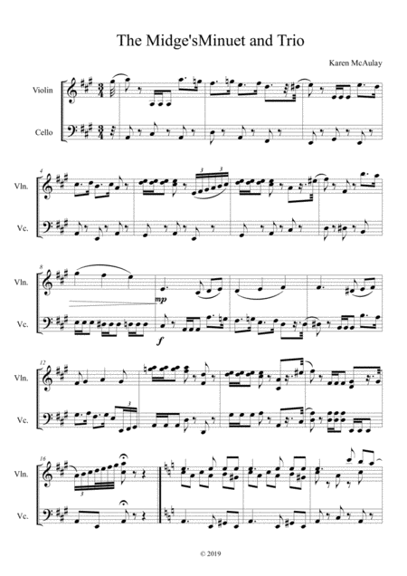 The Midges Minuet And Trio For Violin And Cello Sheet Music