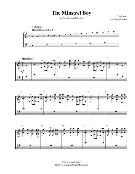 The Minstrel Boy For 3 Octave Handbell Choir Sheet Music