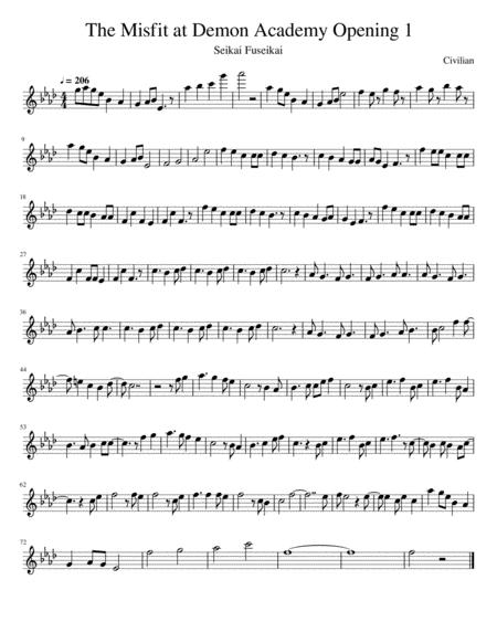 Free Sheet Music The Misfit Of Demon Academy Opening 1