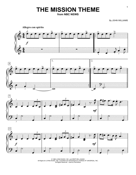 Free Sheet Music The Mission Theme