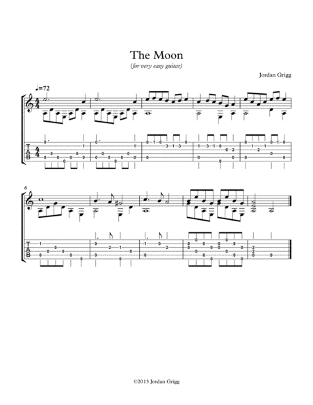 Free Sheet Music The Moon For Very Easy Guitar