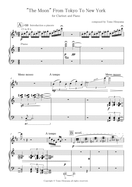 The Moon From Tokyo To New York For Clarinet And Piano Sheet Music