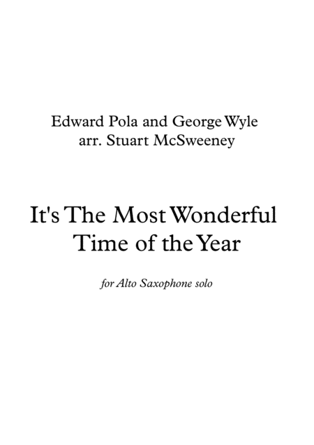 The Most Wonderful Time Of The Year Alto Sax Solo Sheet Music