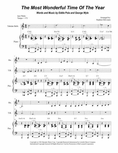 The Most Wonderful Time Of The Year Duet For Bb Trumpet And French Horn Sheet Music