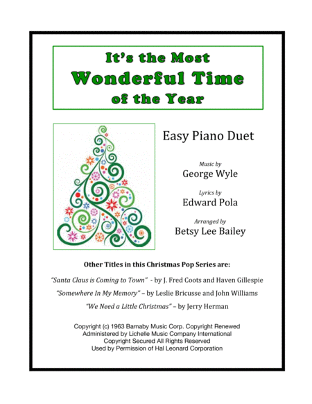 The Most Wonderful Time Of The Year Easy Piano Duet Sheet Music