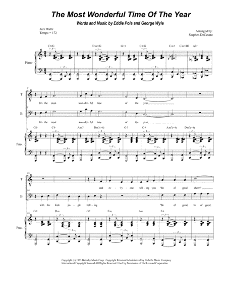 Free Sheet Music The Most Wonderful Time Of The Year For Satb