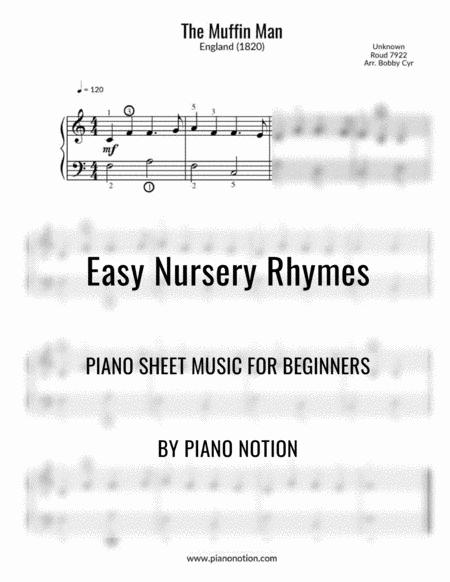 The Muffin Man Easy Piano Solo Sheet Music