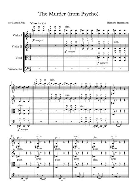 Free Sheet Music The Murder From Psycho
