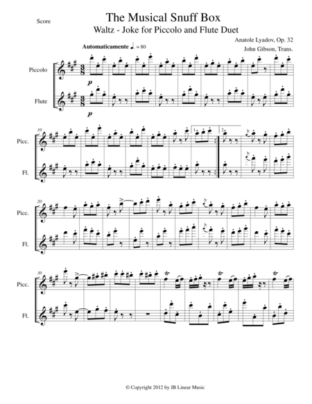 The Musical Snuff Box For Woodwind Duets Sheet Music