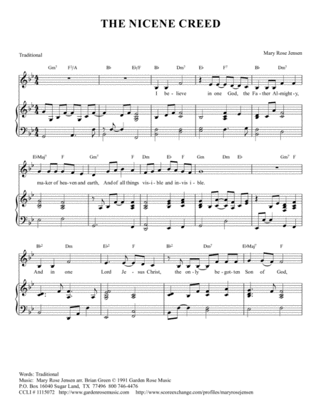 Free Sheet Music The Nicene Creed