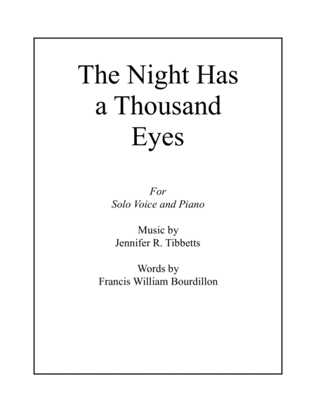 The Night Has A Thousand Eyes Sheet Music